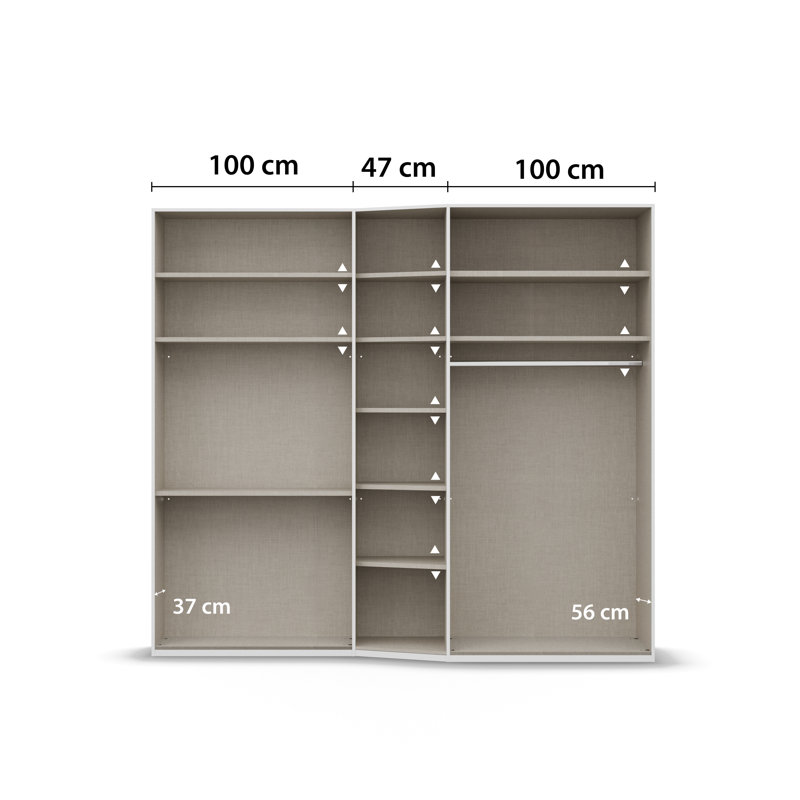 Wavero 5-6 Hinged Door Wardrobe in 3 colours 3 Drawer INCL. Delivery and Assembly, 223cm H x 247cm W x 60cm D, Alpine White