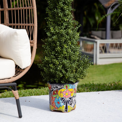 9,5 po x 10 po Pot à fleurs en céramique fait à la main Talavera