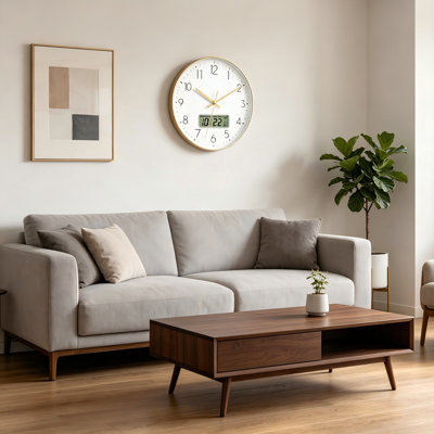 Grande horloge murale transparente, horloge silencieuse avec calendrier, alimenté par pile, horloge polyvalente pour toute la maison