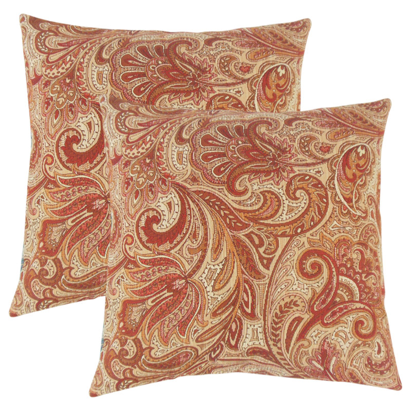 Overshores Paisley Reversible Throw Pillow, Bittersweet