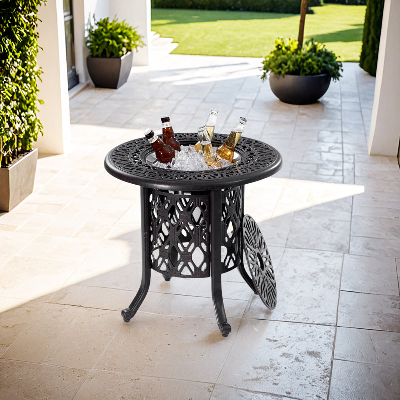 HOPRome 10 pte Ensemble de table d'appoint d'extérieur seau à glace / seau à cocktail brun