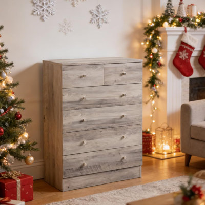 Commode 6 tiroirs Rustic Gray