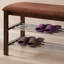 Banc à chaussures en bois avec siège en microfibre chocolat