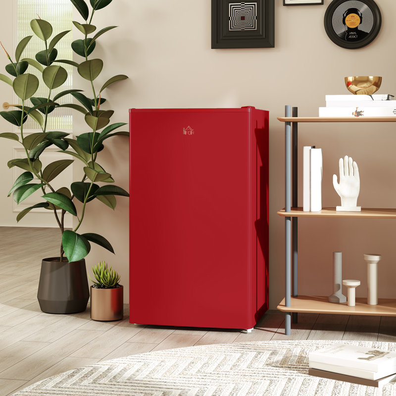 3.2 Cu.Ft Mini Fridge with Freezer, Single Door Compact Refrigerator with Adjustable Thermostat, Shelf and Reversible Door for Bedroom, Dorm, Home Office, Energy Efficient, 