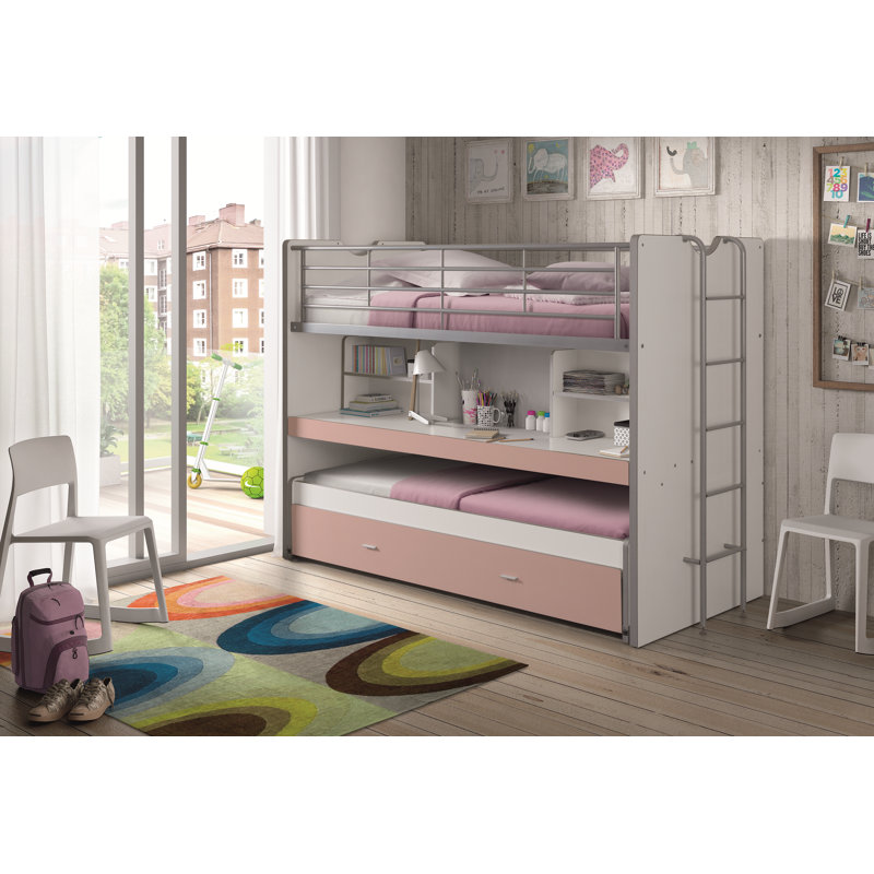 European Single (90 X 200 Cm) High Sleepers with Storage Included with Trundle Included, Pink