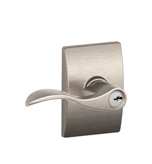 Century Keyed Left Hand Door Lever, Satin Nickel