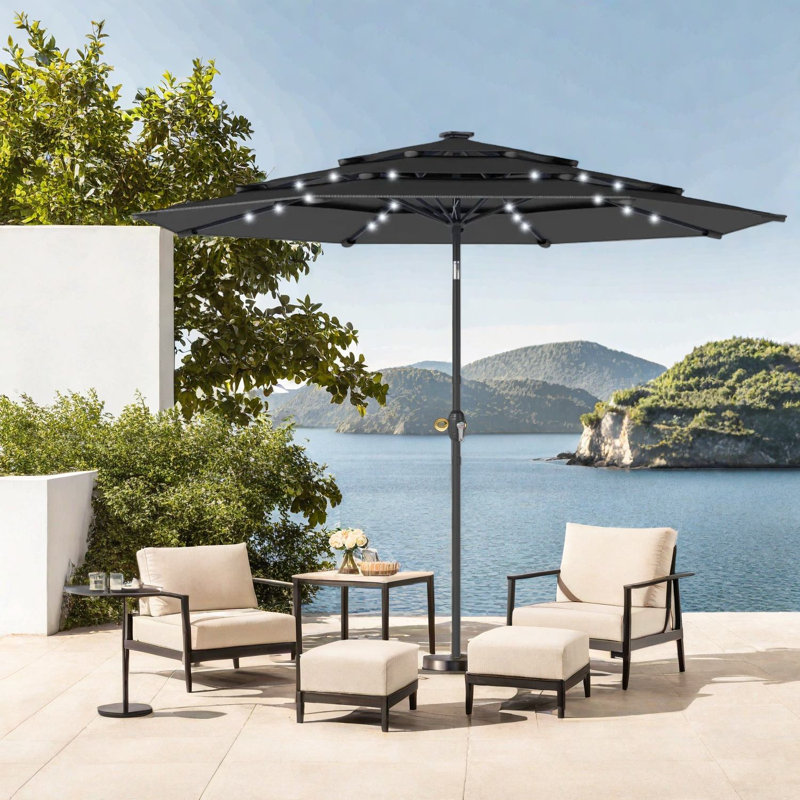 Grand parasol solaire en acier pour terrasse