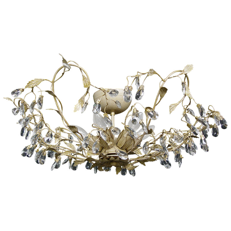 Clemmer Semi Flush Mount, Beige and Gold