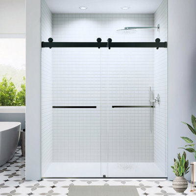 56-60*76" Double Sliding Frameless Soft-Close Shower Door With Premium (8Mm)Thick Tampered Glass And Easy-Cleaning Coating