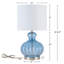 Lampe de table gourde bleue 20,25 po avec base en verre et abat-jour en tissu blanc-540615850