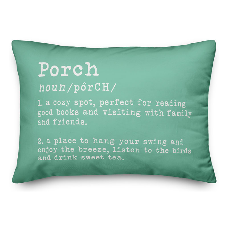 Textual Outdoor Throw Pillow, Mint Green