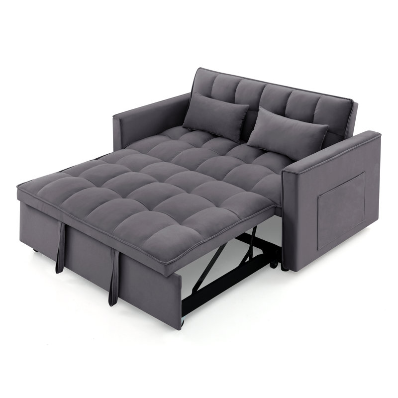 54,33 po Canapé-lit pliable polyvalent en 3 longueurs, canapé-lit moderne, canapé-lit en velours, dossier réglable (GRIS)