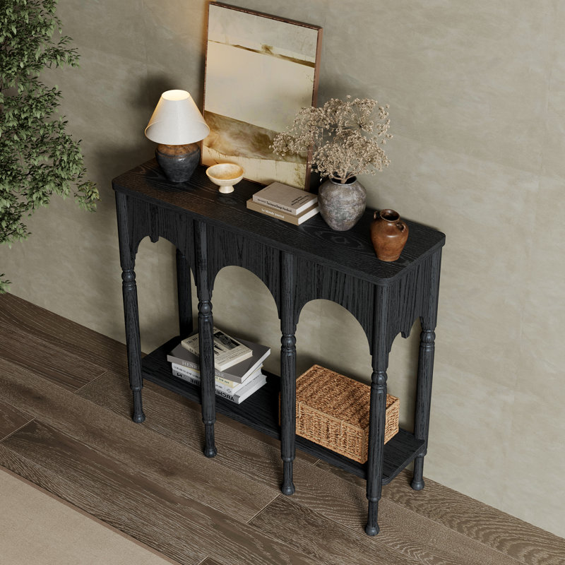 Console noire en bois massif pré-assemblée