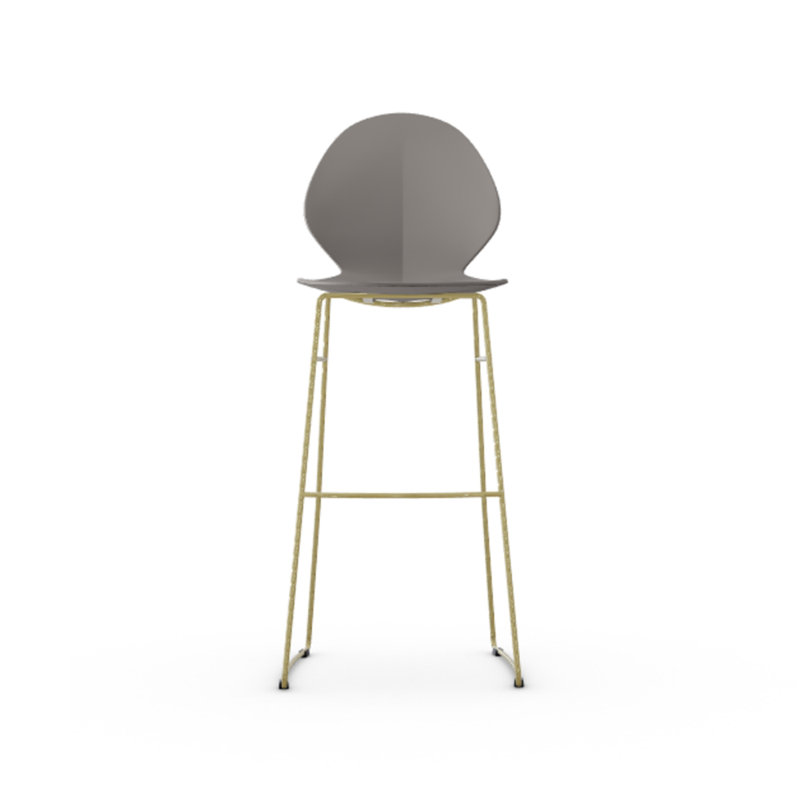 Basil Ergonomic Stool with Metal Base, Matte Taupe, Bar Stool (32" Seat Height)