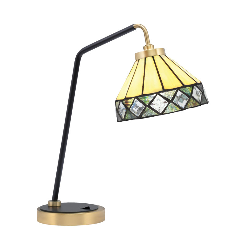Lampe de bureau en acier inoxydable Kanzah, Noir mat / laiton