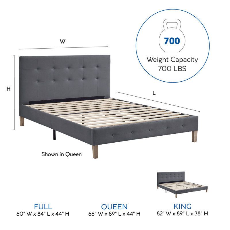 Monona Upholstered Platform Bed, Peyton Steel, King