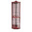 Vitrine en verre avec finition cerisier, tablettes réglables, élégantes tablettes de rangement sculptées, coin lumineux en couleur-54105256