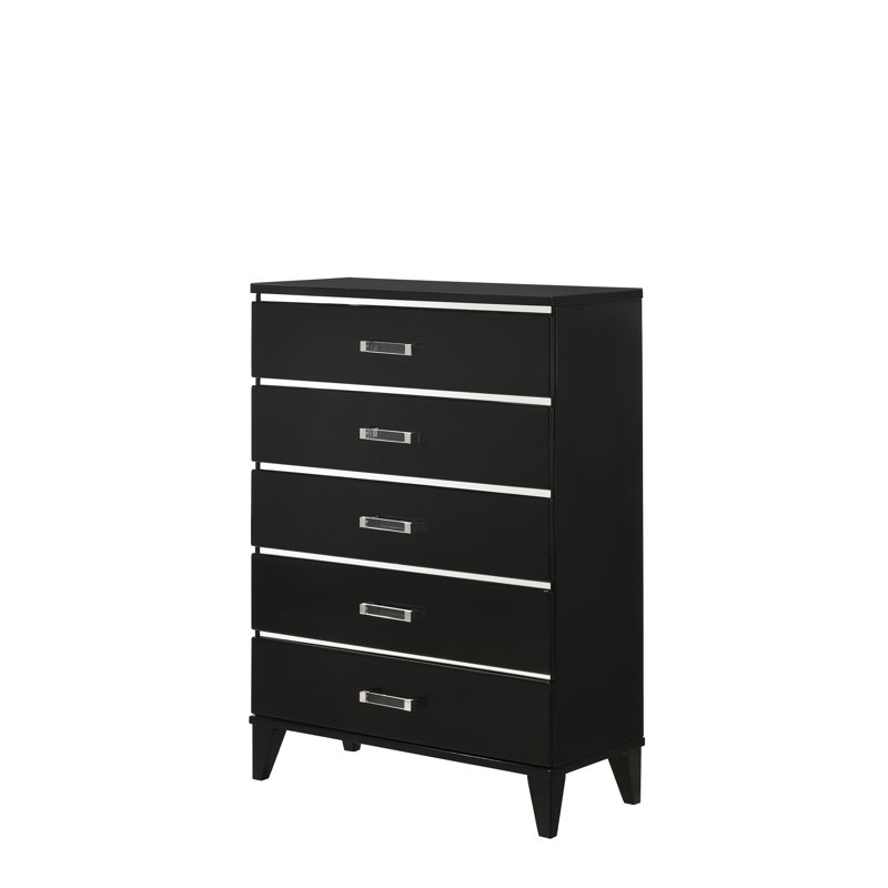 Commode 5 tiroirs Rayhona, Noir