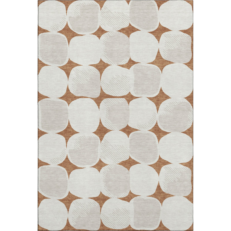 Tapis paprika de qualité supérieure lavable à la machine Prisco, Rectangulaire 8 pi x 10 pi
