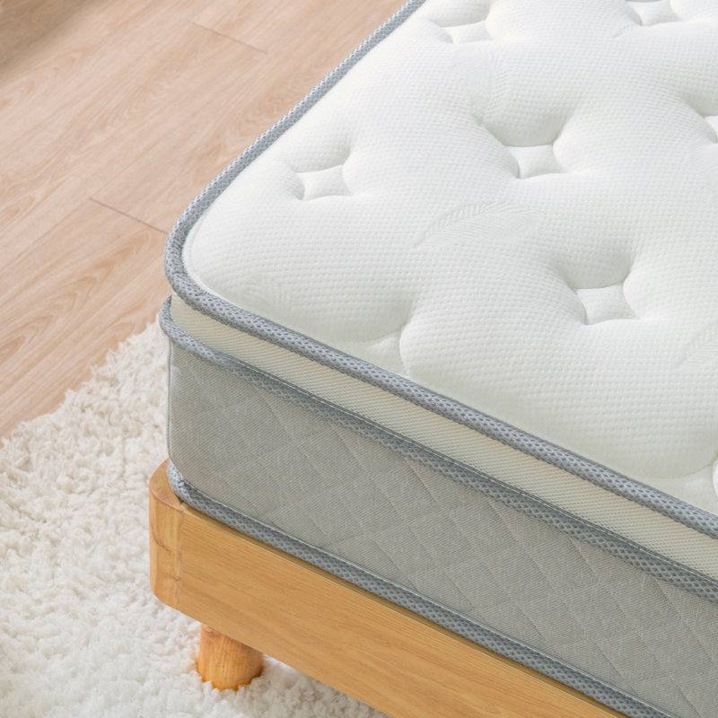 Matelas hybride à ressorts ensachés en mousse viscoélastique respirante, Lit simple, 11.81"
