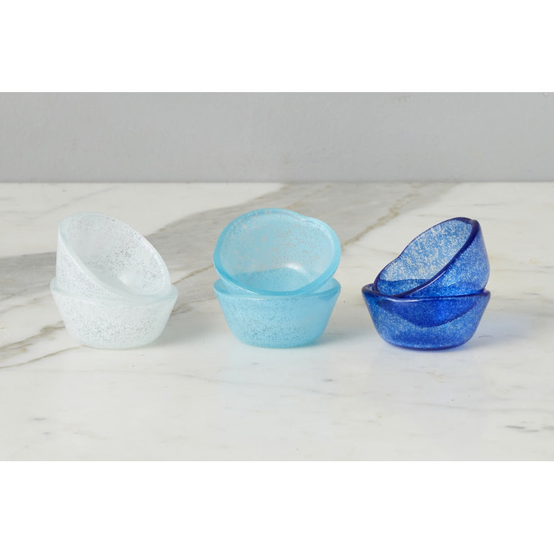 Glass Pinch Pots, White/Denim Blue/Navy Blue