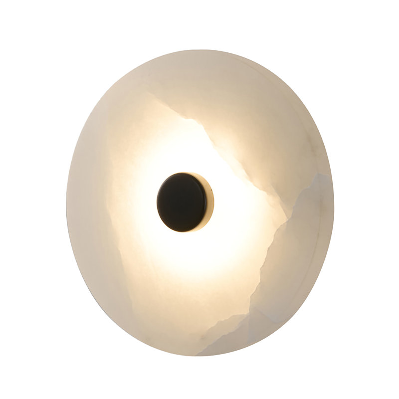 Traditional 1-Light LED Round Alabaster Wall Sconce 