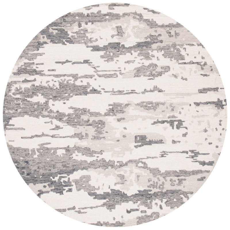Miia Hand Tufted Wool Camouflage Rug, Round 4'