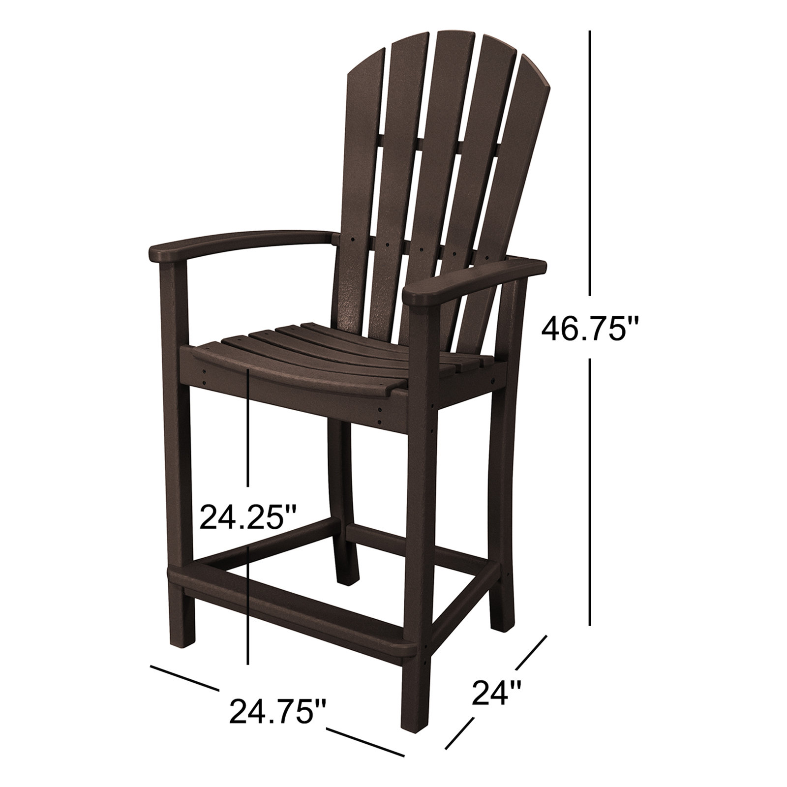 POLYWOOD® Palm Coast Patio Bar Stool, Mahogany