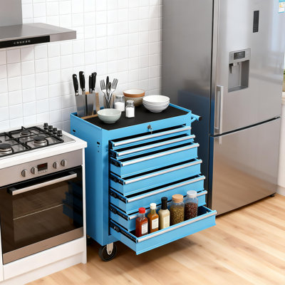 7-Drawer Rolling Tool Chest With Lock, Tool Cart Storage Cabinet Organizer With Wheels and Handle