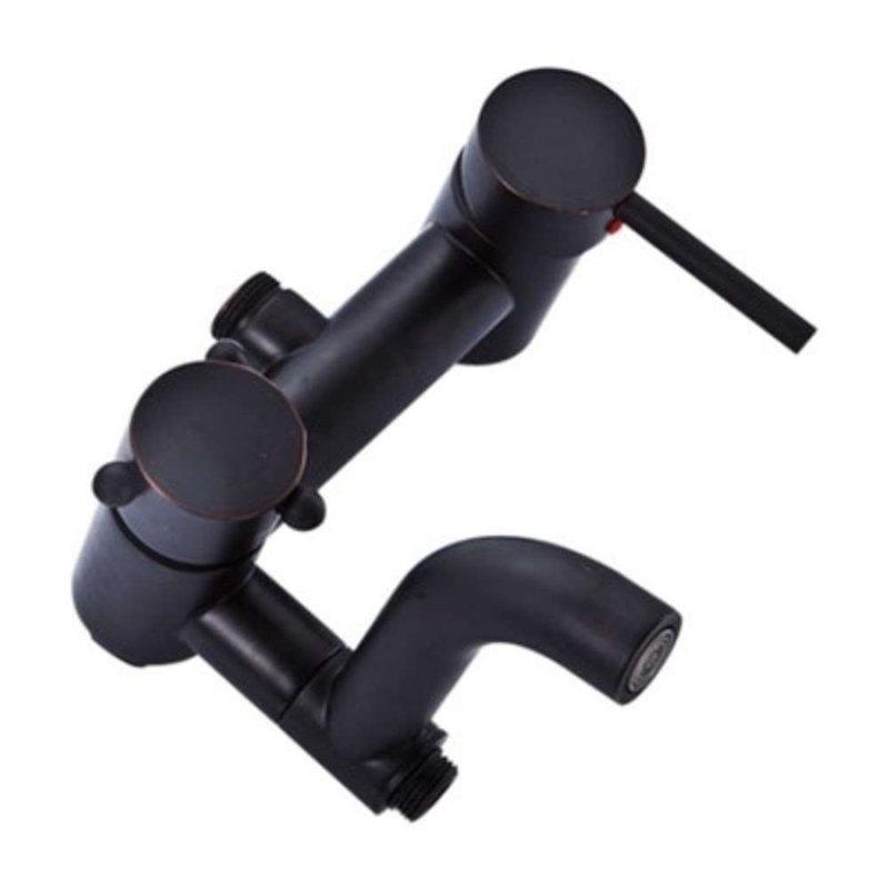 Ensemble de douche mural noir mat 8 po avec douchette Ashland - Luminaire laiton à double commande
