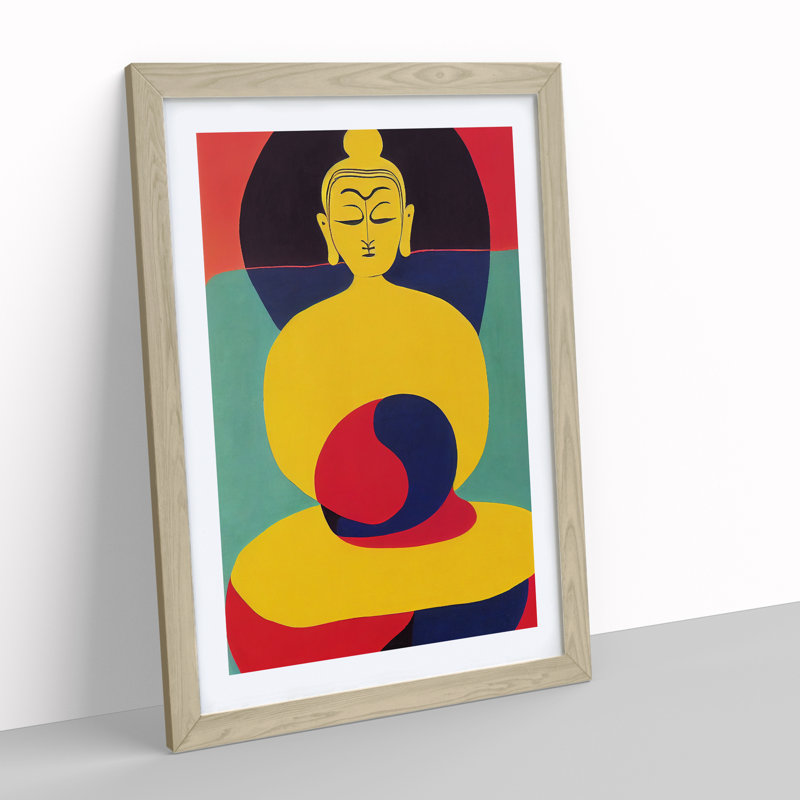 Buddha In - Single Picture Frame Print, 46cm H x 34cm W x 2cm D, Oak