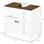 Armoire pour lavabo de salle de bain, sur pied, sous le lavabo, tablette ajustable, rangement pour porte double avec portes, aspect blanc antique