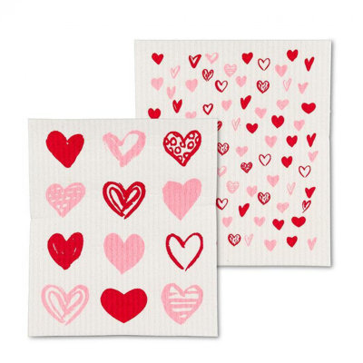 Set Of 2 Hearts Dishcloth