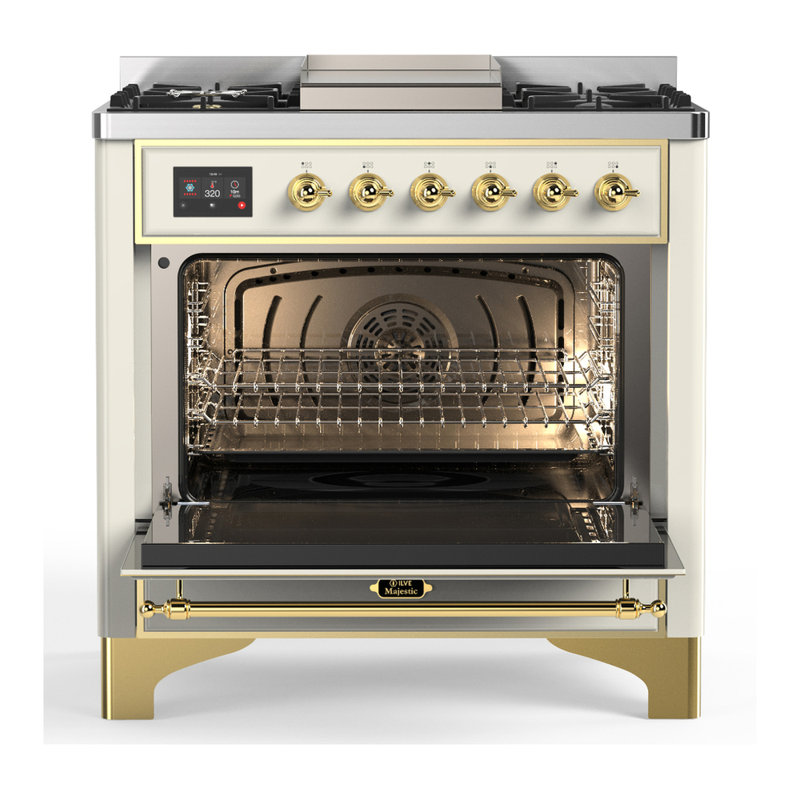Majestic III Series 36 Inch Dual Fuel Range with 6 Sealed Burners, Griddle, in Emerald Green (Natural Gas, Copper Trim)