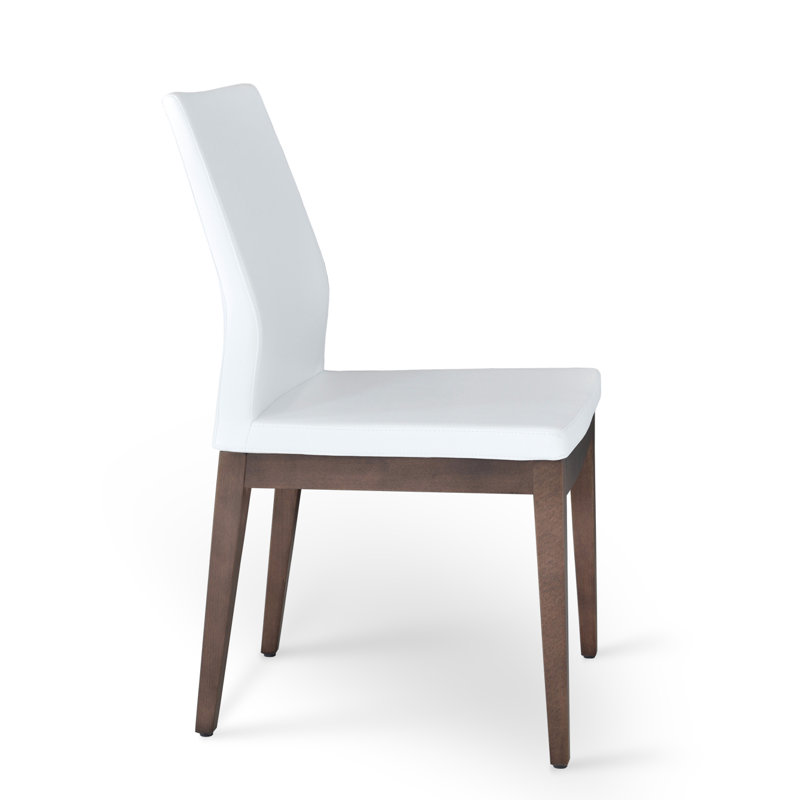 Pasha Wood Dining Chair in Boucle Fabric, Walnut, Off White Boucle