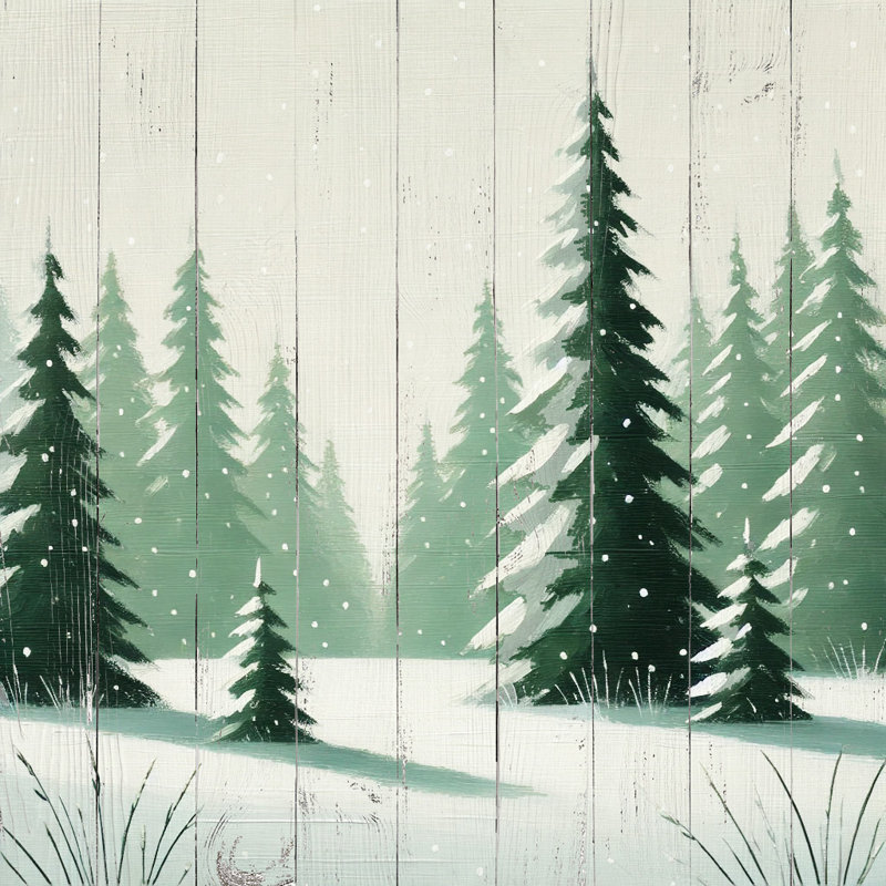 «Whispering Pines - Tranquil Snowscape», art sur toile, H 20 po x l 20 po x P 1,5 po
