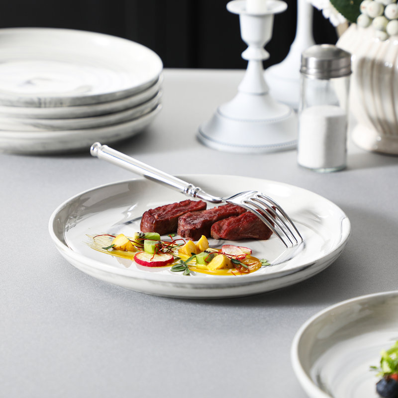 6-Piece 21.5cm Porcelain China Dessert Plate Set