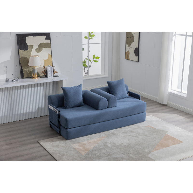 Canapé modulaire pliable, Velours côtelé bleu marine