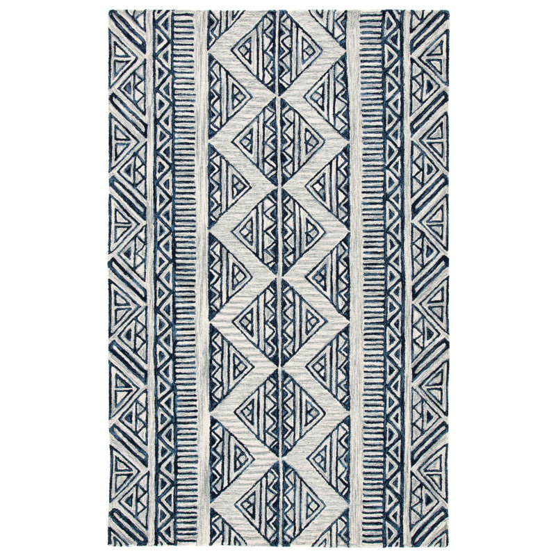 Metro Hand Tufted Wool And Cotton With Latex Geometric Rug, Rectangle 5' x 8'