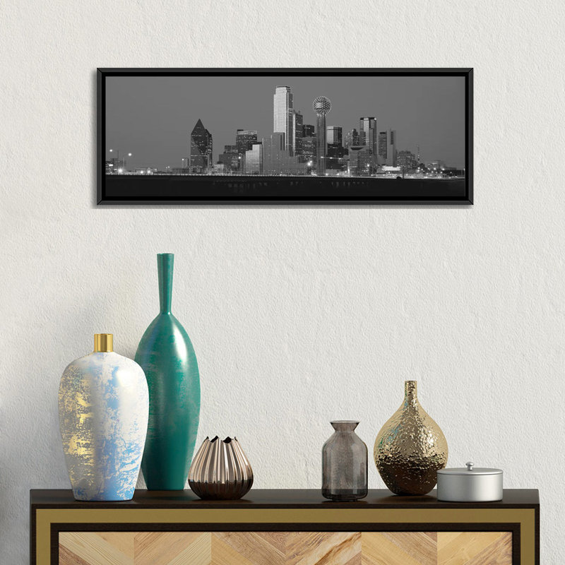 «Dallas Skyline Cityscape (Night)», reproduction de photo sur toile tendue, H 12 po x l 36 po x P 1,5 po