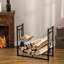 Support à bois de chauffage avec outils de foyer, support de bois de chauffage intérieur et extérieur, fond incurvé pour foyer, poêle à bois, foyer ou foyer, noir