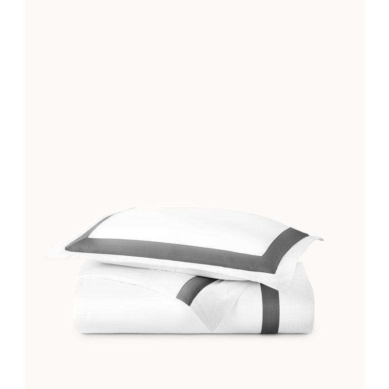 Soprano Trim Sateen Sham, White/Platinum, Standard/Twin