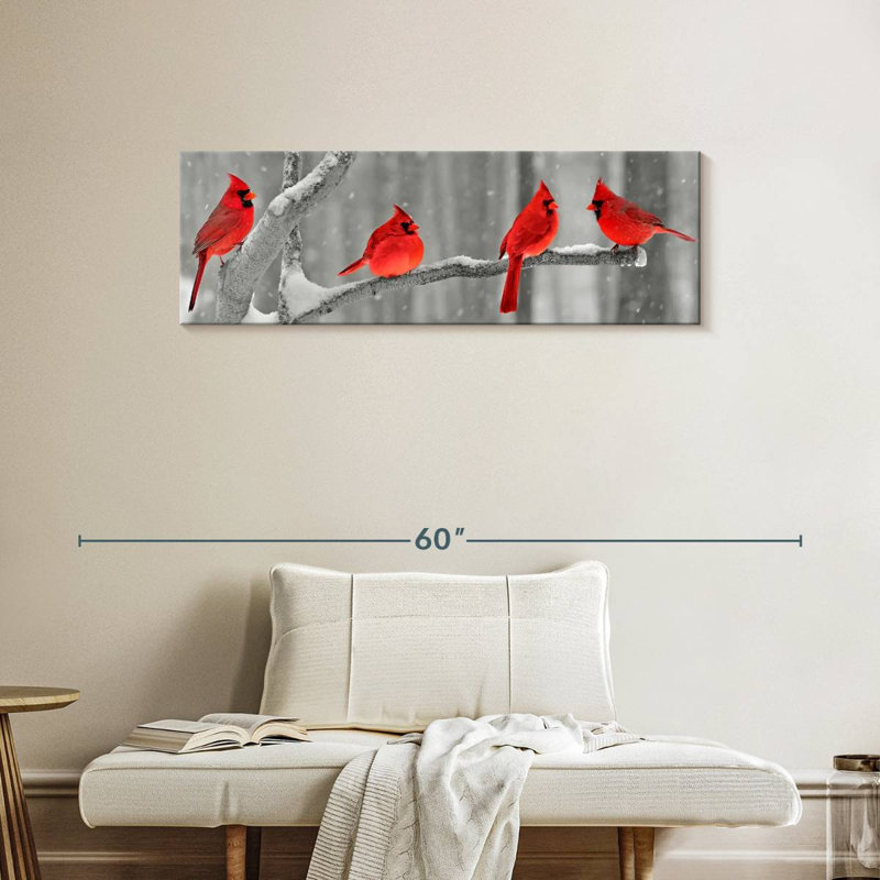 Cardinal Birds, reproduction sur toile, H 14 po x l 42 po x P 1,25 po