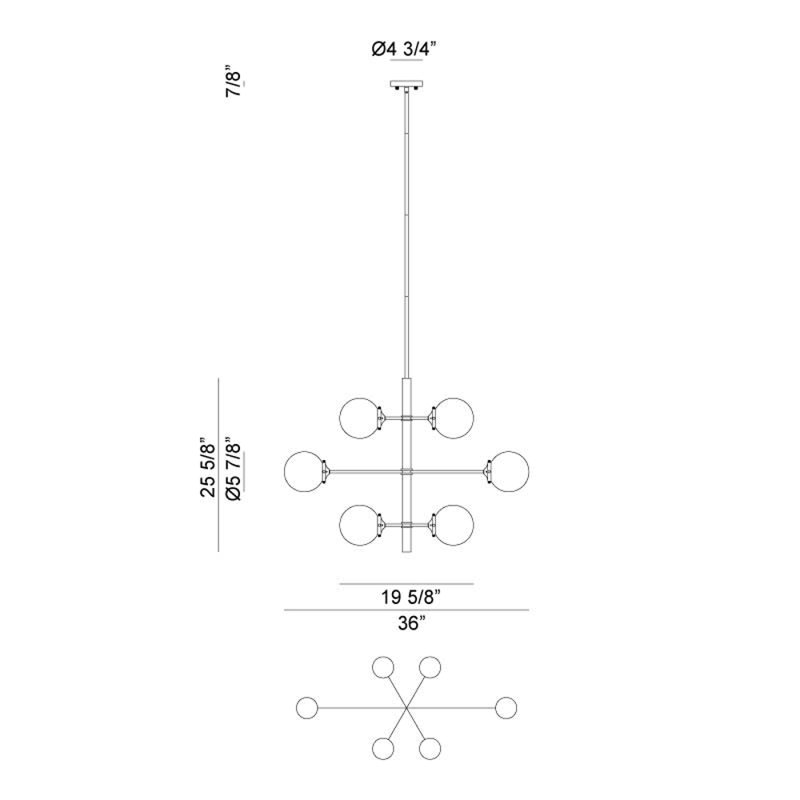Lustre suspendu modulaire Enchant, Laiton antique, Transparent, H 50 po x l 43 po x P 43 po