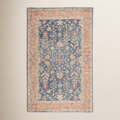 Lindsay Blue Orange Hand-Tufted Wool Oriental Rug