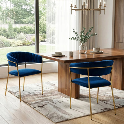 Fauteuil capitonné bleu Ophelia