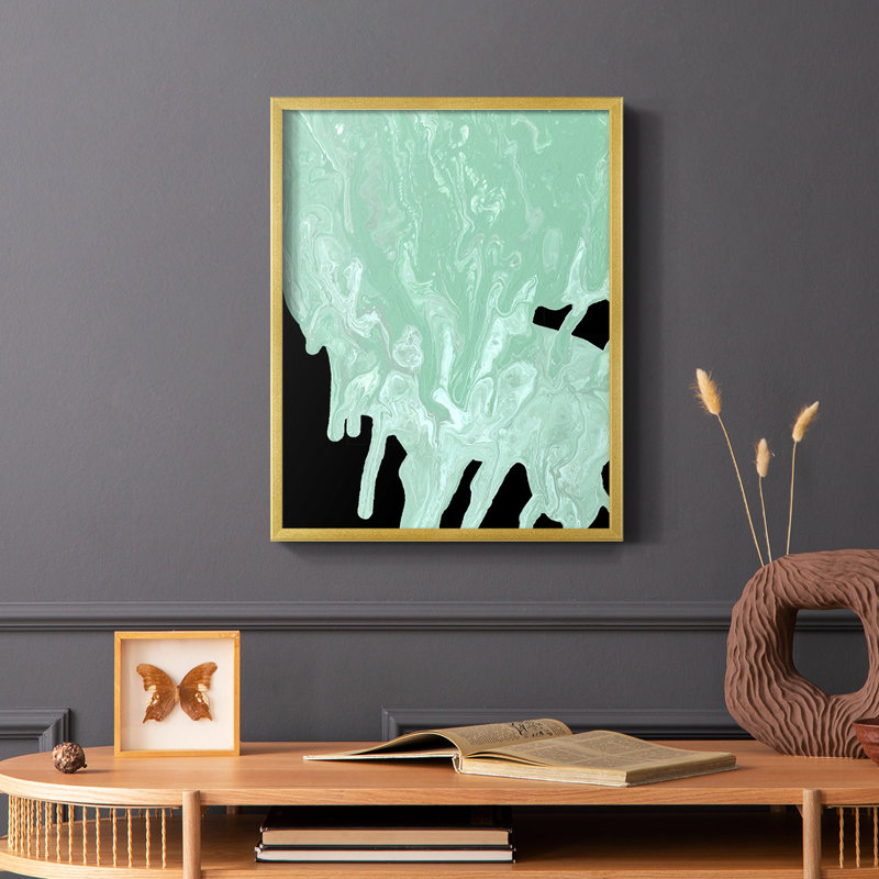 «Teal Cascade I», reproduction encadrée - bois massif, H 10 po x l 8 po, Or