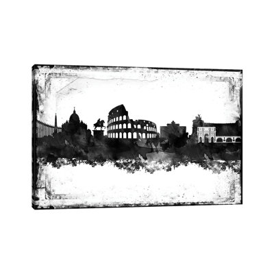 Rome Black And White Framed Skylines by WallDecorAddict - Wrapped Canvas Gallery-Wrapped Canvas Giclée