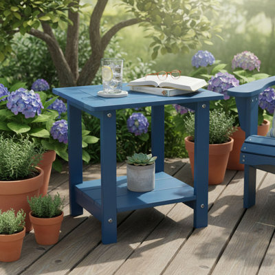 Rectangular Double Adirondack Weather-Resistant Side Table for Garden, Porch, Balcony