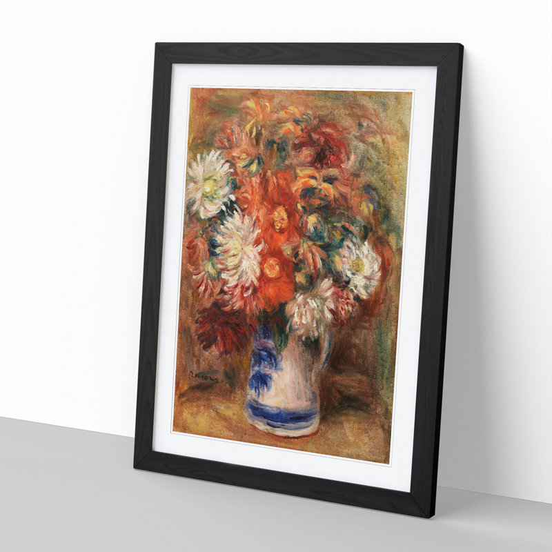 Bouquet of Flowers Vol.1 by Pierre-Auguste Renoir - Picture Frame Painting, 65cm H x 48cm W x 2cm D, Black